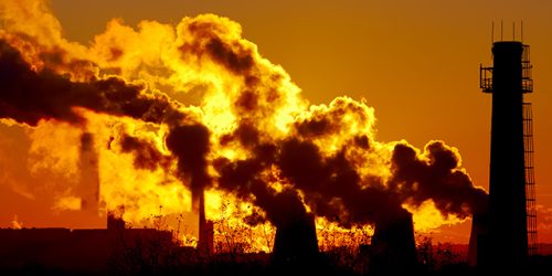 Power Plant and Smokestacks